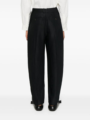 STUDIO NICHOLSON Elegant Midnight Blue Wide Leg Wool Trousers