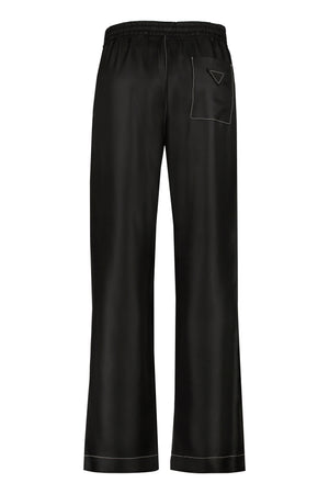 PRADA Black Silk Trousers with Drawstring Waist for Men