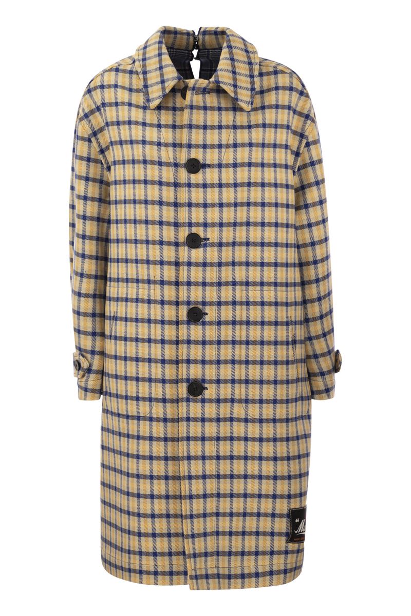 SS24 Reversible Check Wool Jacket for Women in Yellow and Blue