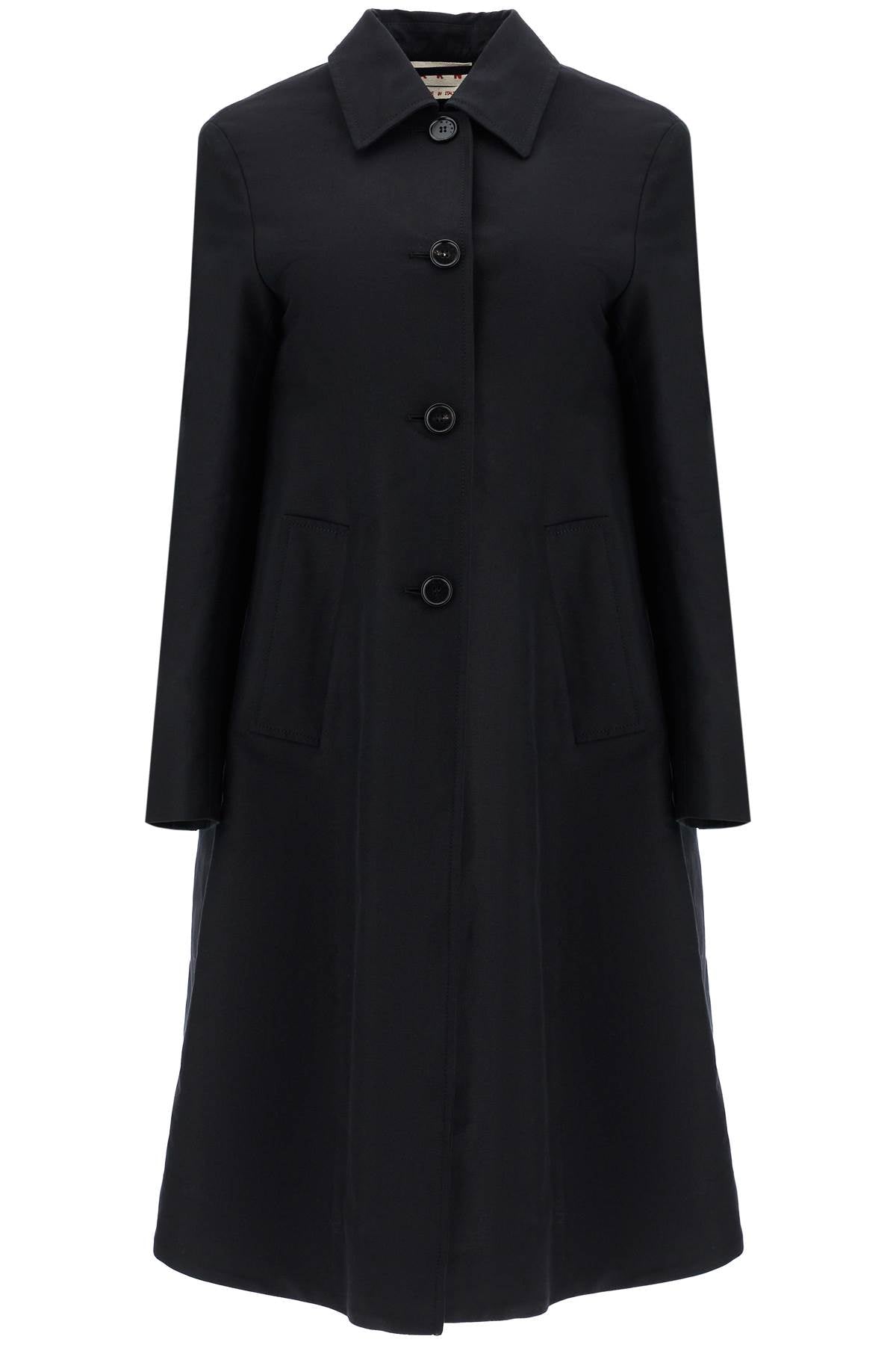 MARNI Minimalist Black Cotton Raincoat for Women