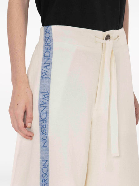 JW ANDERSON Short Maxi Cotton-Linen Blend Pants