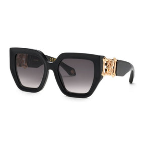 ROBERTO CAVALLI Elegant Shiny Black Sunglasses with Smoke Gradient Lens