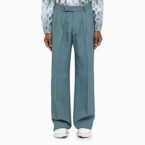 AMIRI Men's Blue Viscose Trousers with Straight Leg and Pockets - SS23 Collection