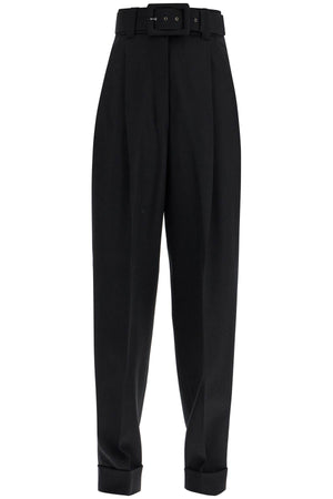 MAX MARA PIANOFORTE Elegant High-Waisted Wide-Leg Trousers with Satin Detail - Size 40