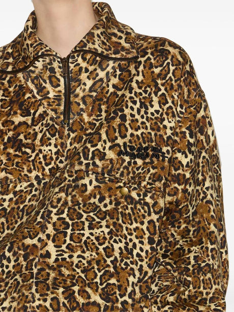 ISABEL MARANT Leopard Print Sweatshirt with Half Zip