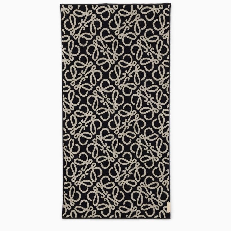 LOEWE Anagram Logo Cotton Terry Beach Towel - Navy & Beige