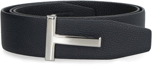 TOM FORD Reversible Grain Leather T Belt for Men in Dual Shades - FW23