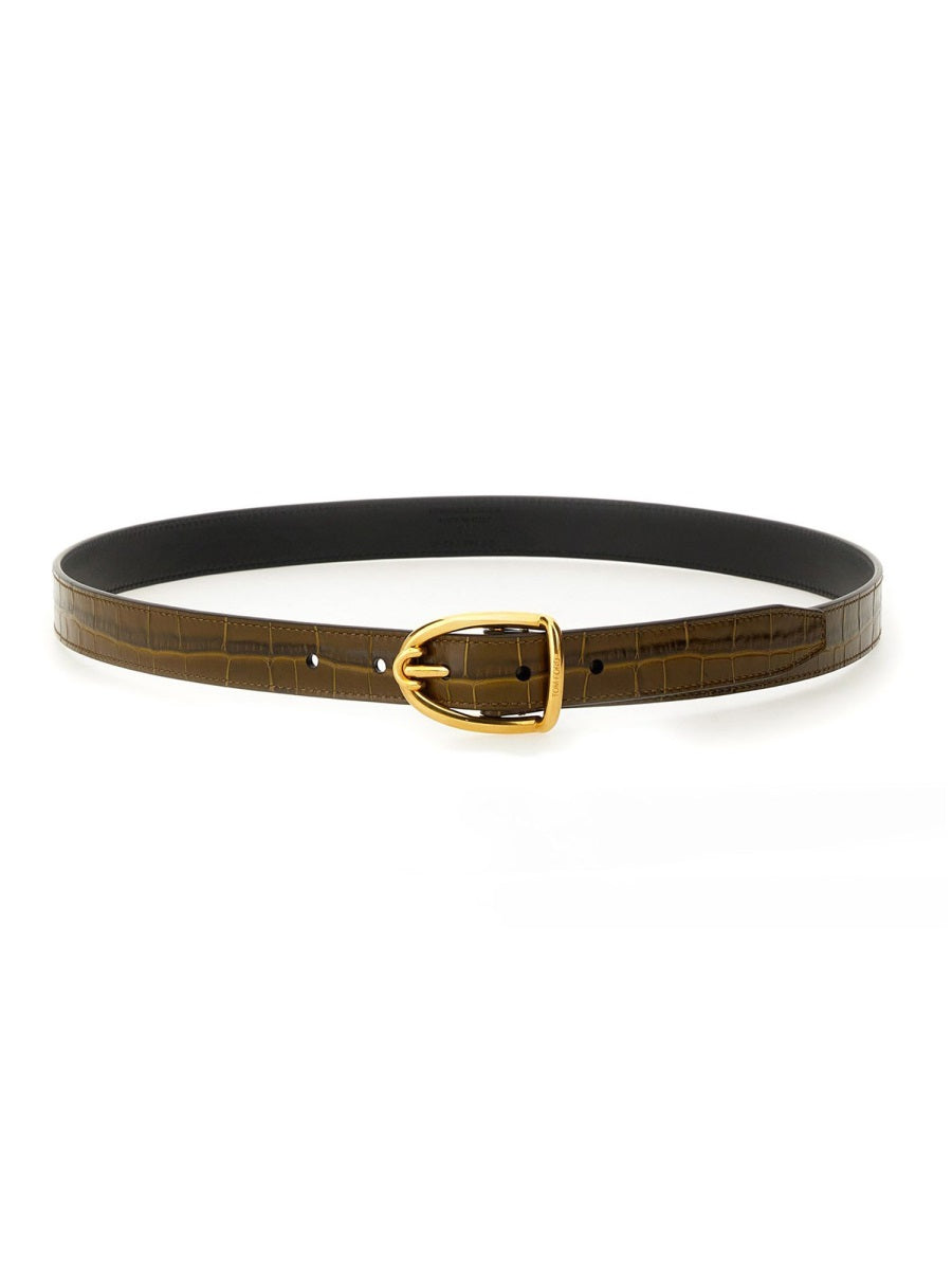 TOM FORD Elegant Brown Leather Belt with Buckle