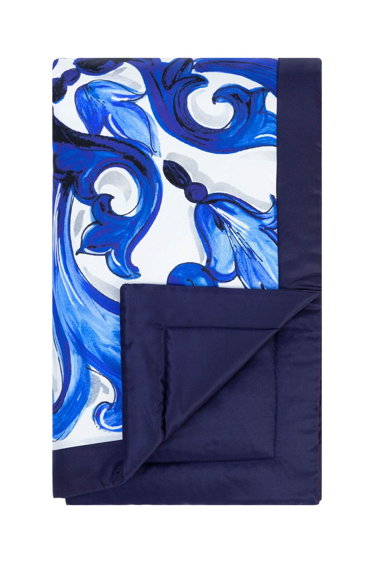 DOLCE & GABBANA Luxurious Silk Quilted Blanket with Mediterranean Print