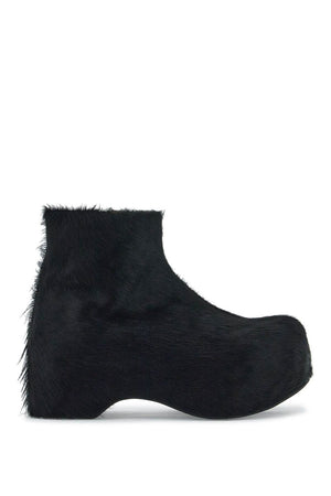 MARNI Chunky Ankle Boots with Luxurious Fur Detail