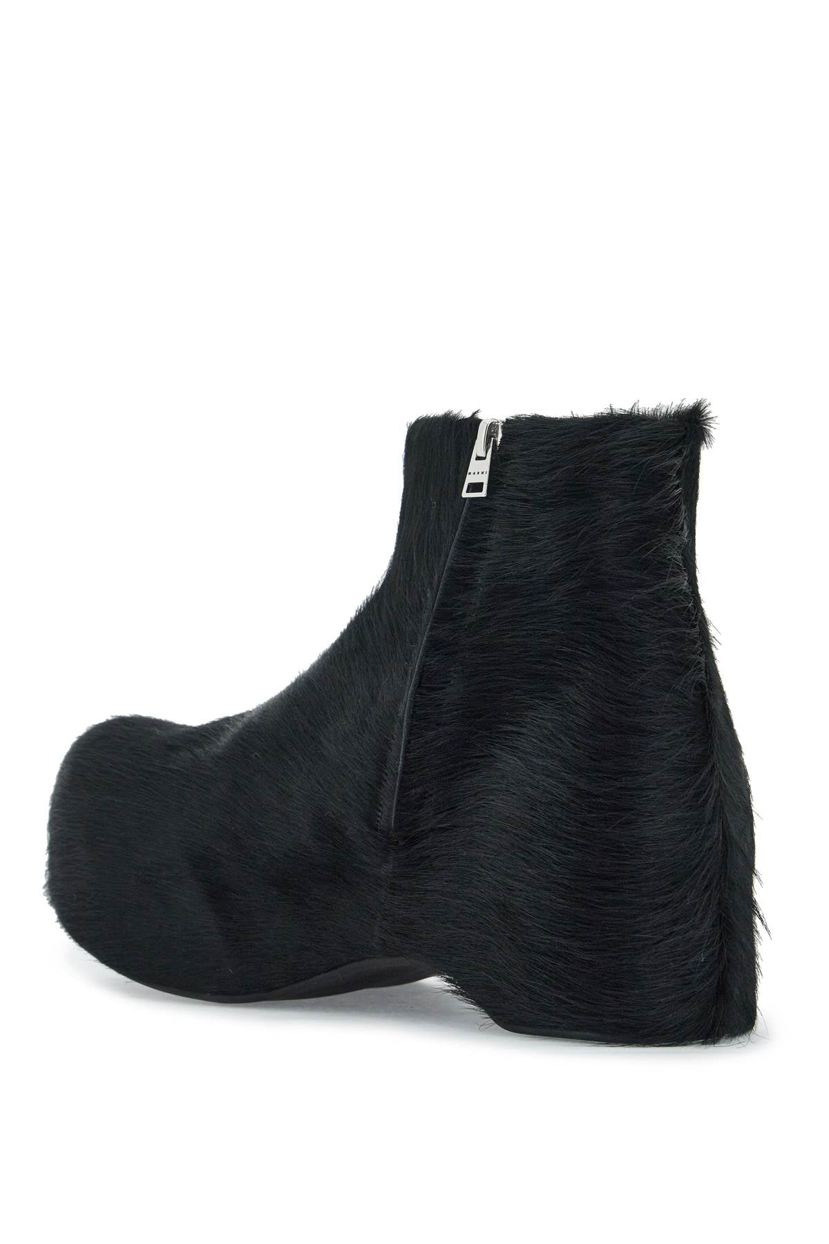 MARNI Chunky Ankle Boots with Luxurious Fur Detail