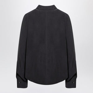 MAX MARA Oversized Silk Body Shirt with Epaulettes and Cufflinks