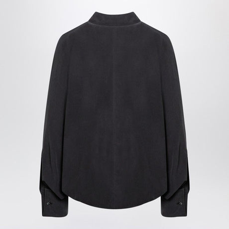 MAX MARA Oversized Silk Body Shirt with Epaulettes and Cufflinks