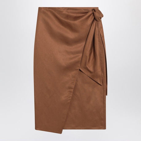 MAX MARA Elegant Midi Skirt in Linen and Silk Twill