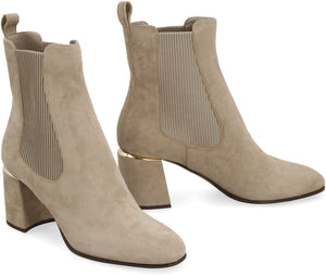 女性用棕褐色麂皮切爾西靴65型
