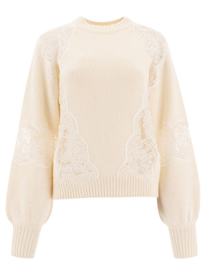 ELIE SAAB Sweater with Lace Inserts - Regular Fit