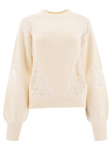 ELIE SAAB Sweater with Lace Inserts - Regular Fit