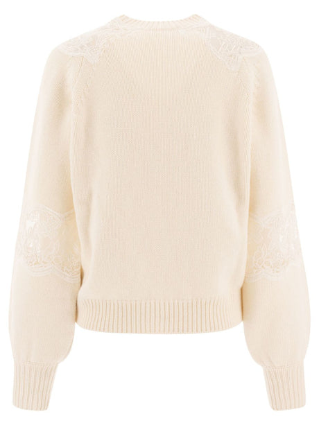 ELIE SAAB Sweater with Lace Inserts - Regular Fit