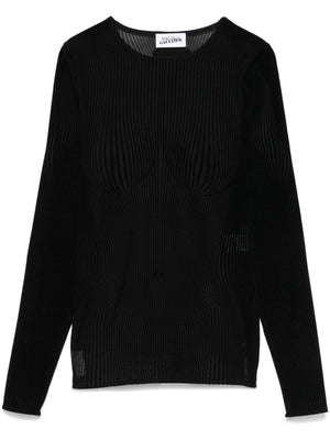 JEAN PAUL GAULTIER Morphing Pinstripes Top - Women's Long Sleeve Semi-Sheer Fashion Top