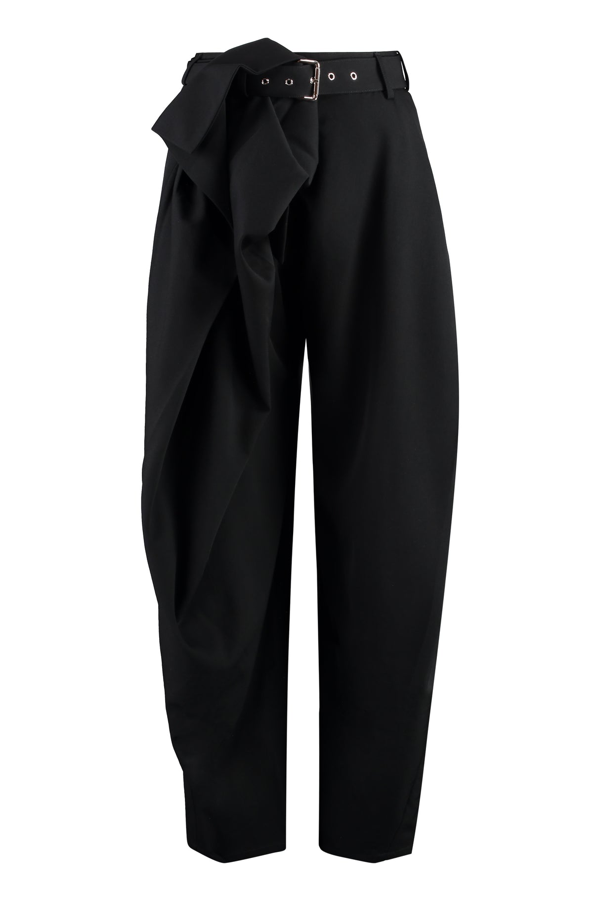 JW ANDERSON High-Waist Wide-Leg Black Wool Trousers