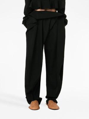 JW ANDERSON Black Wool Pants with Silver Padlock Accent - FW23 Collection
