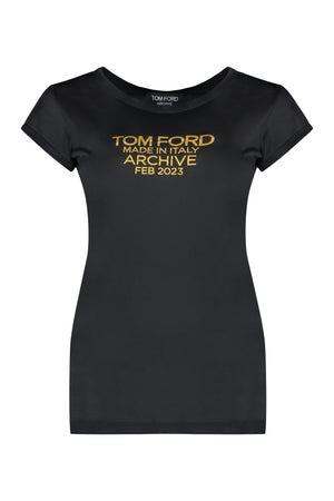 獨特的黑色絲綢T恤 - FW23 Collection
