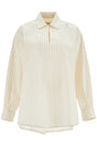 MARNI Ivory Striped Cotton Top with Embroidered Logo