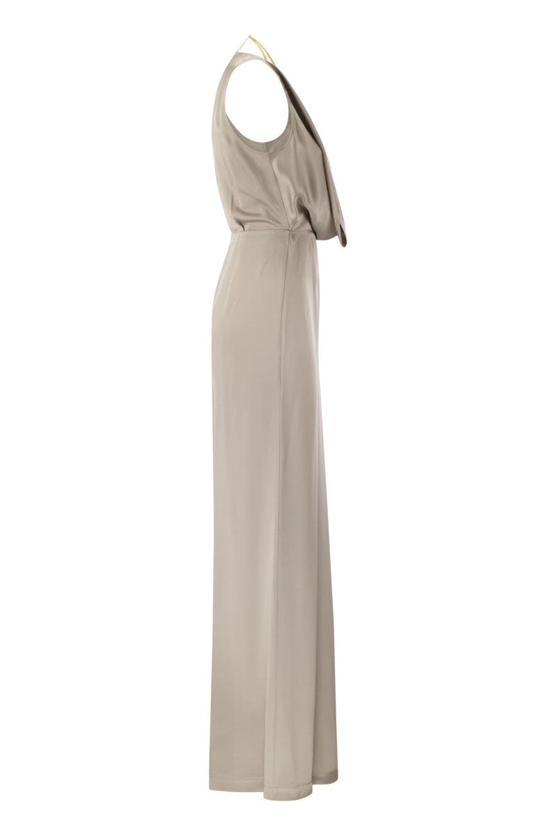 Pearl Sleeveless Jumpsuit with Gold Bra Accessory