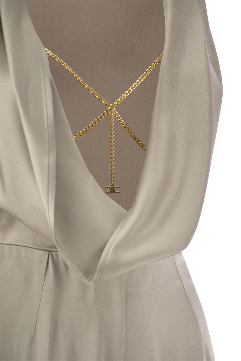 Pearl Sleeveless Jumpsuit with Gold Bra Accessory