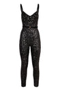 ELISABETTA FRANCHI Sequined Velvet Belted Jumpsuit (Size 34)