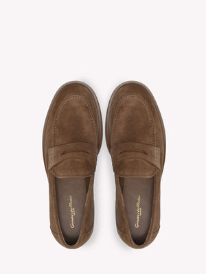 GIANVITO ROSSI Brown Suede Moccasins for Men | SS23 Collection