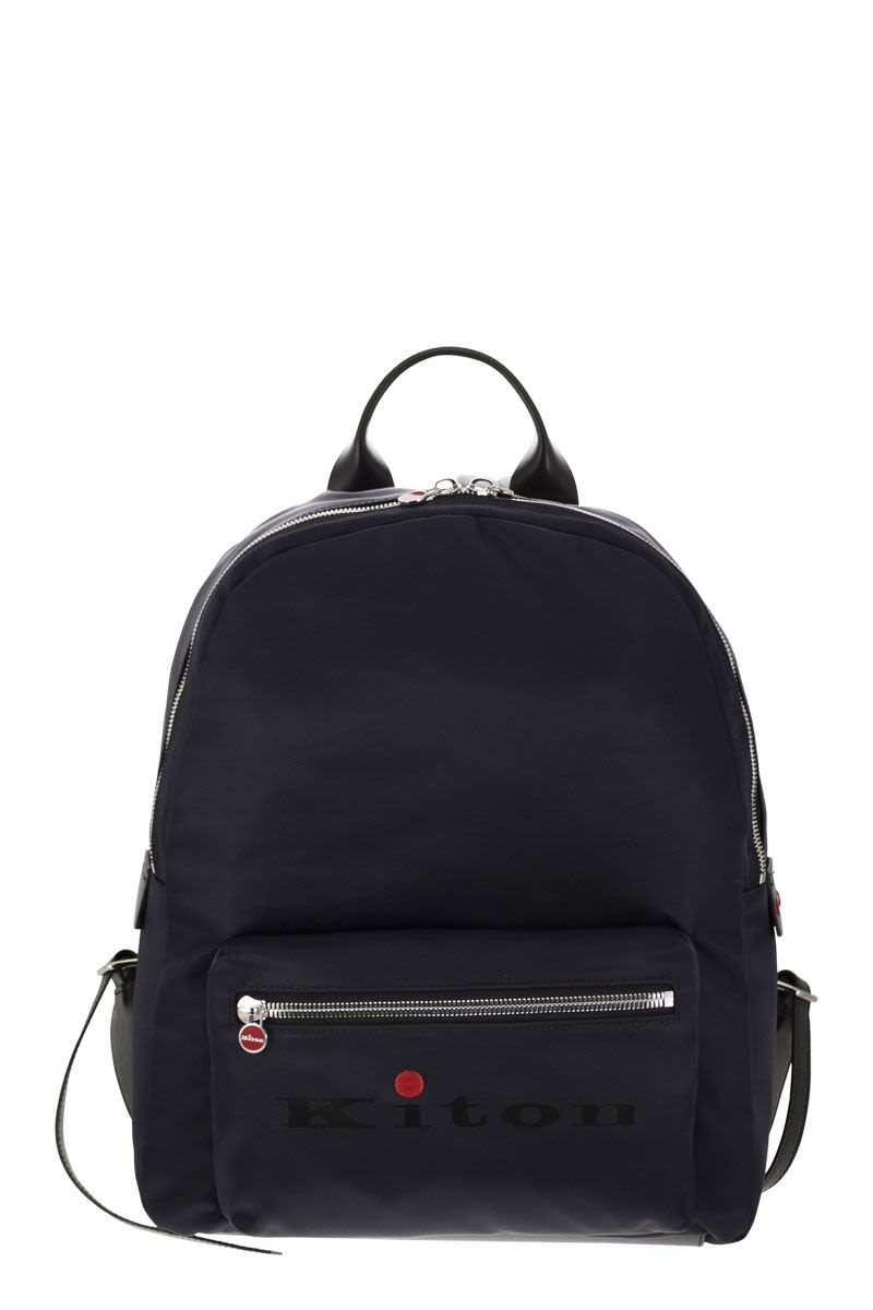 KITON Stylish Blue Backpack with Embroidered Logo for Men