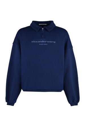 Blue Cotton Crew-Neck Sweatshirt for Men - FW23 Collection