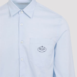 PRADA Men's Cotton Oxford Shirt with Front Pocket