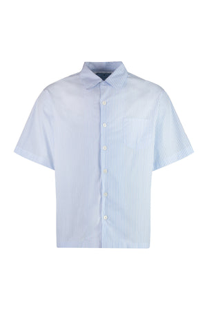 PRADA Men's Light Blue Striped Cotton Shirt