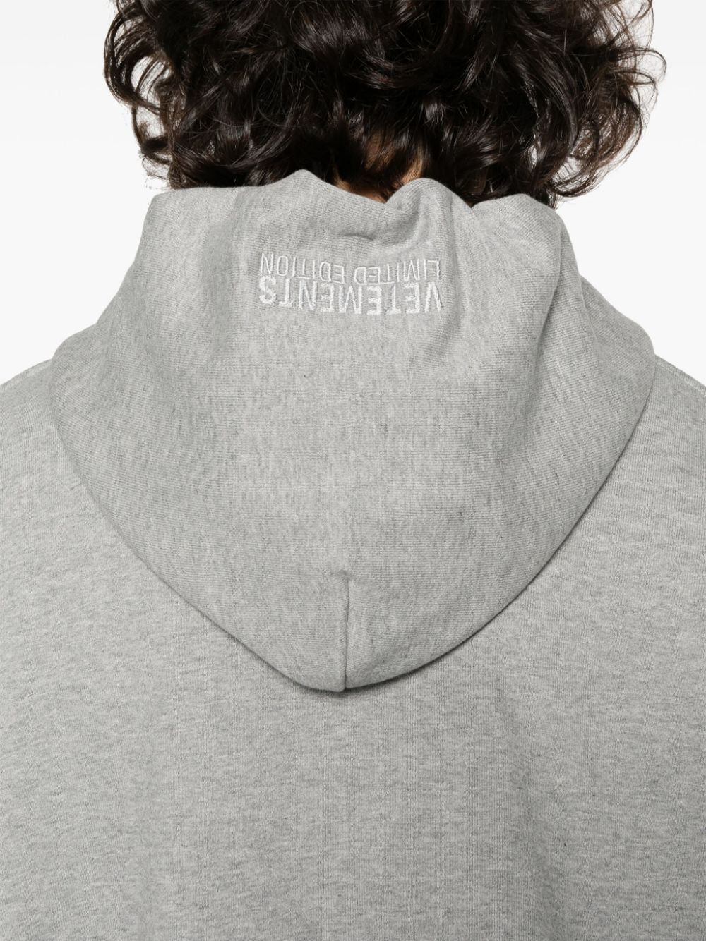 Light Grey Cotton Blend Hoodie with Embroidered Logo and French Terry Lining