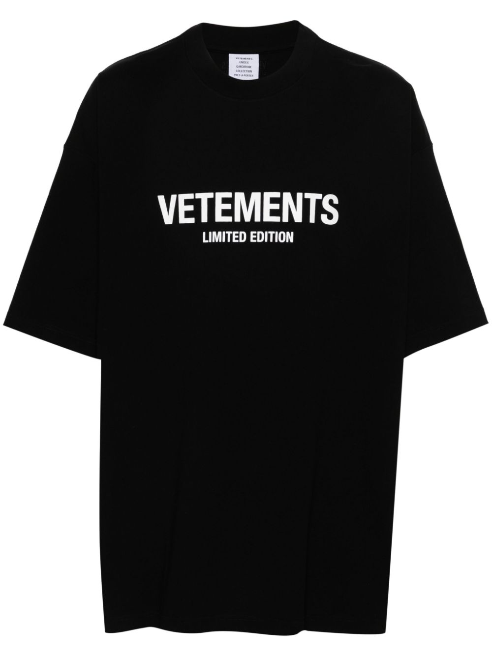 VETEMENTS Black Cotton T-Shirt with Logo Print for Women