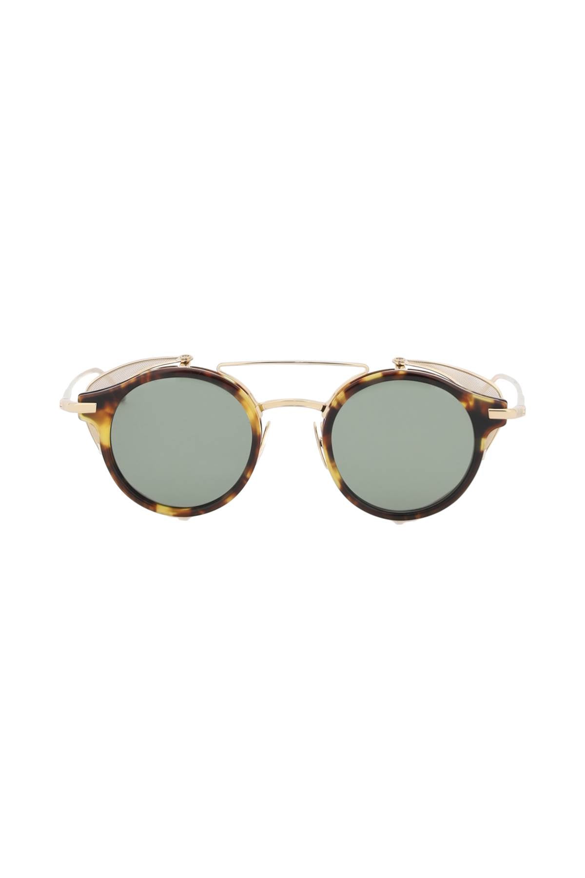THOM BROWNE Mens Eye Protection Sunglasses with Tortoiseshell Frame and Grid Side Shields