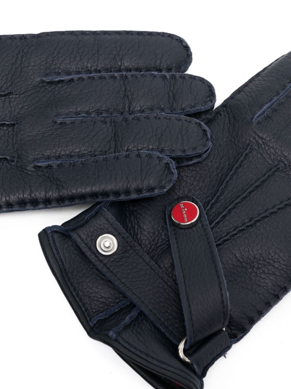 KITON Midnight Blue Leather Full-Finger Gloves