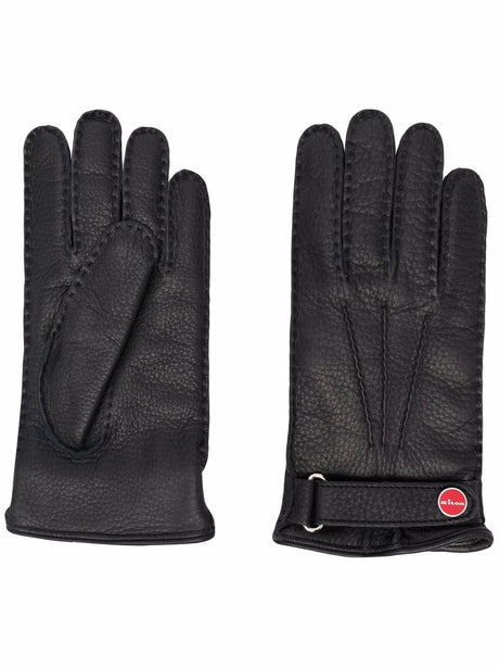 KITON Luxury Black Leather Gloves for Men