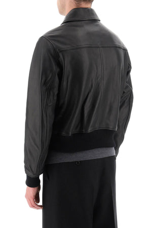 AMI PARIS Luxe Black Leather Zip Jacket