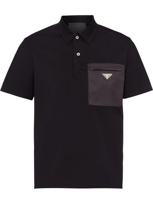 PRADA Men's Black Cotton Polo for SS24