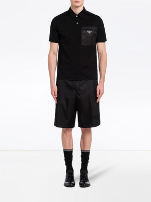 PRADA Men's Black Cotton Polo for SS24