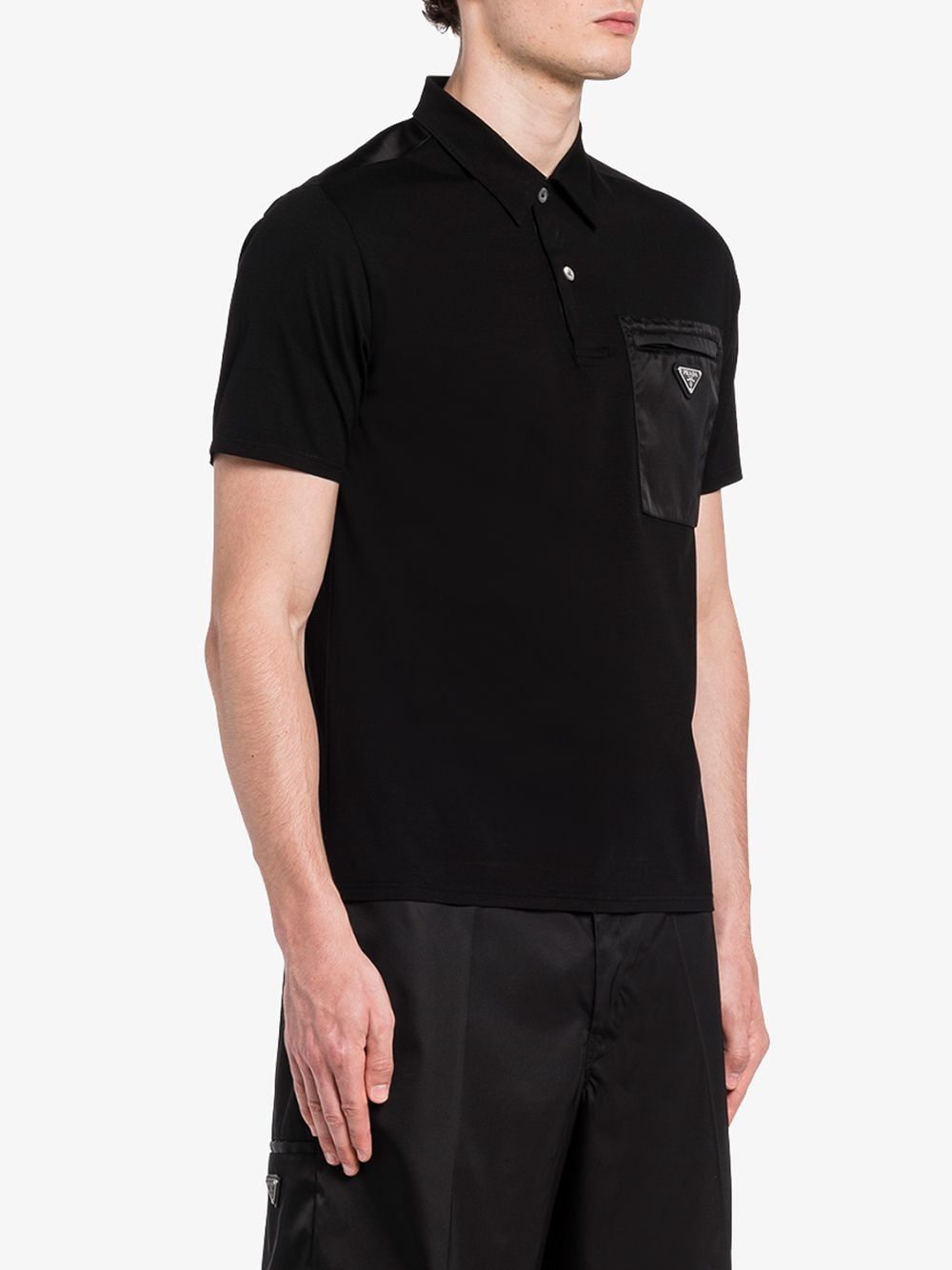 PRADA Men's Black Cotton Polo for SS24