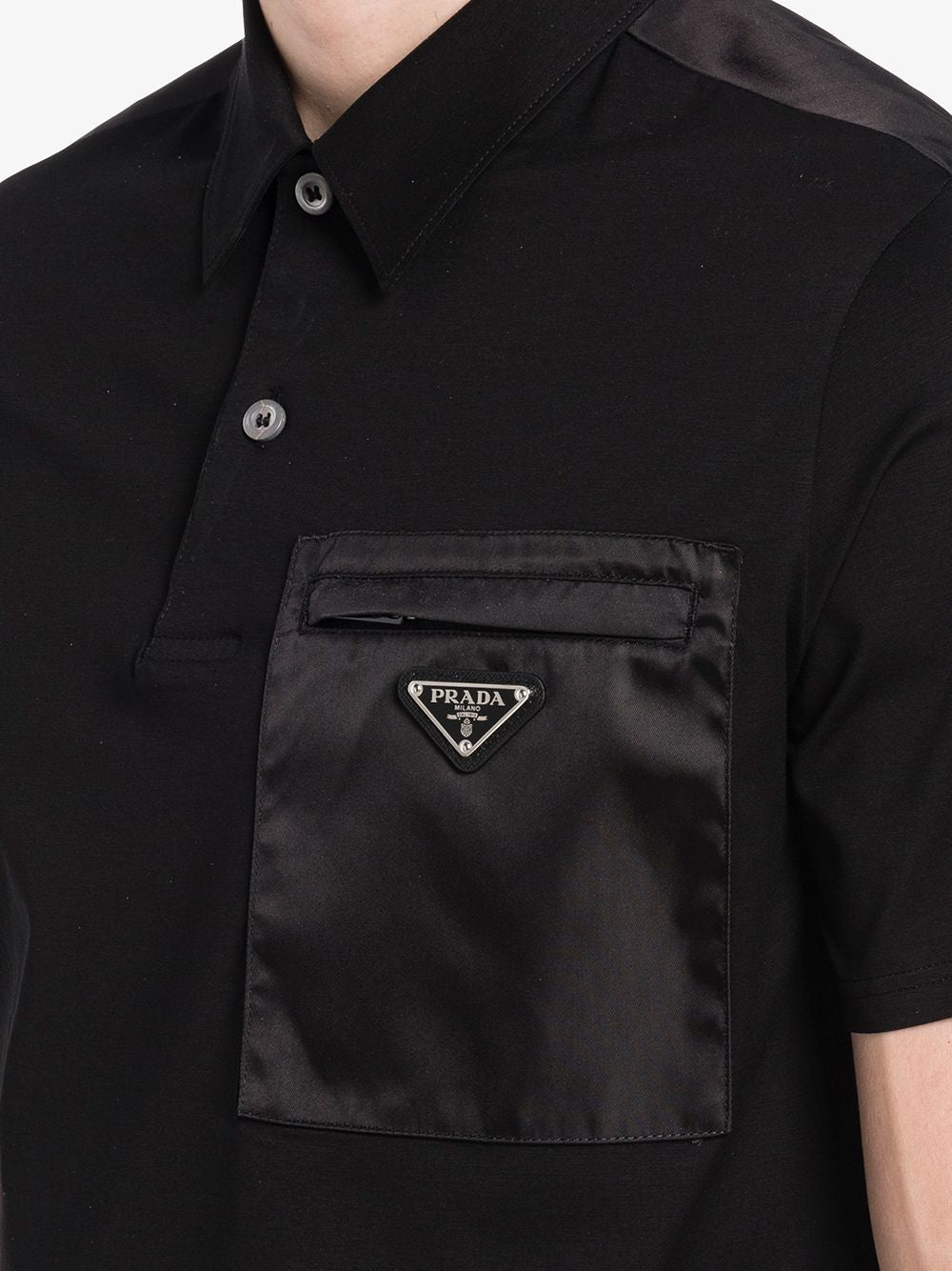 PRADA Men's Black Cotton Polo for SS24