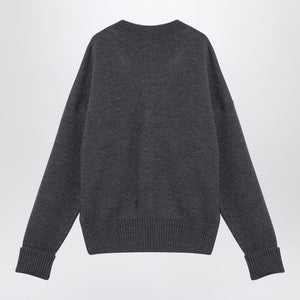 AMI PARIS Heart Emblem Grey Wool Cardigan