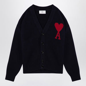 AMI PARIS Midnight Heart Wool Cardigan