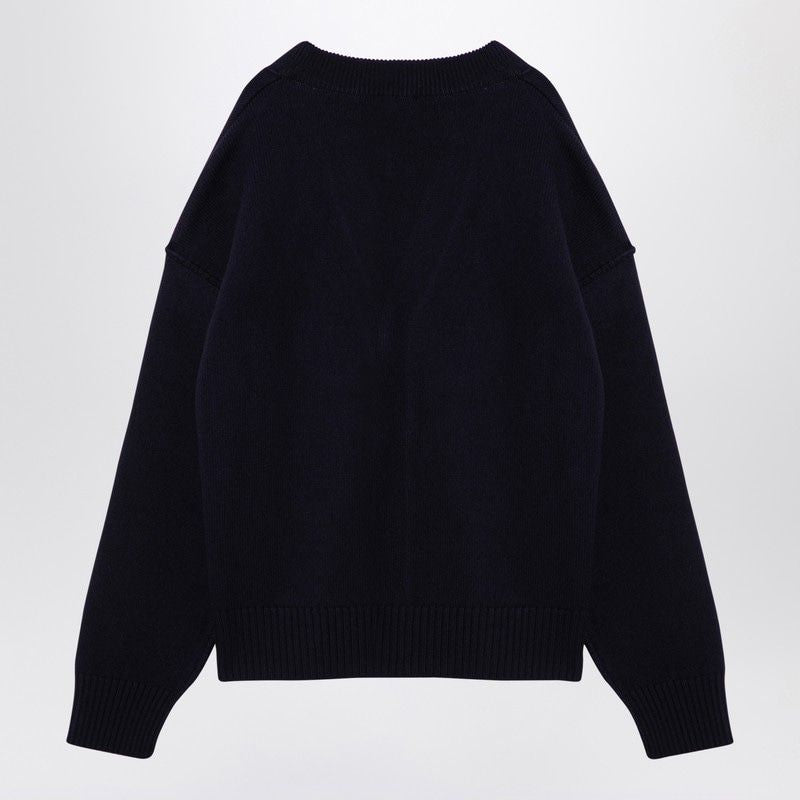 AMI PARIS Midnight Heart Wool Cardigan