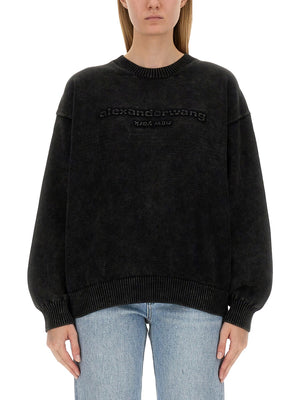 ALEXANDER WANG Oversized Logo Sweatshirt in Black - Size S