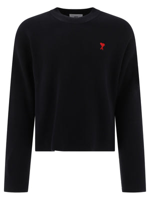 AMI PARIS Organic Cotton and Wool Men's Sweater in Classic Black - AMI OF COEUR 2024